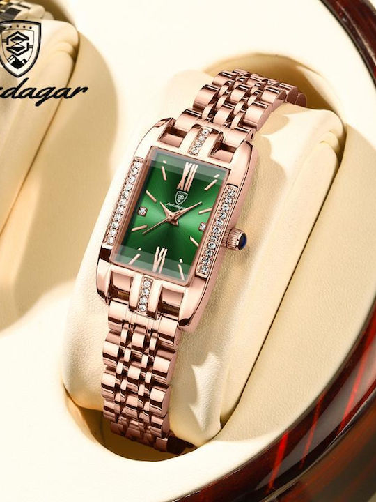 Poedagar Ceas de Damă cu Rose Gold Brățară Metalică