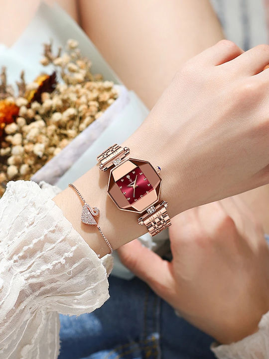 Poedagar Ceas de Damă cu Rose Gold Brățară Metalică