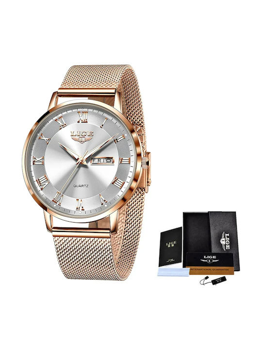Lige Ceas Dama 20mm Cu Baterie Cu Brățară Din Oțel Inoxidabil Rose Gold