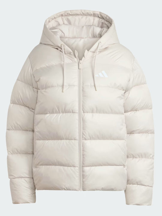 Daunen-Kinder-Sportjacke mit Kapuze Beige