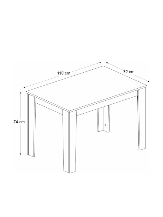 Darlen Table Dining Room Wooden Walnut - Black Marble Effect 110x72x74cm