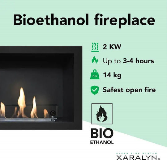 Panthermica Internal / Outdoor Wall Mounted Bioethanol Fireplace Black 45x18x45cm