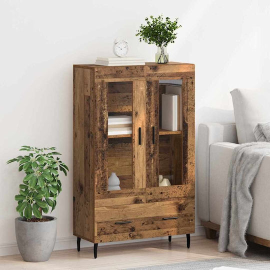 Wand Wohnzimmer Vitrine aus Holz & Metall mit Glas 69.5x31x115cm