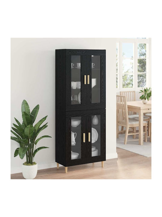Висулка Витрина за хол от ПДЧ със Стъкло Black Beech 70x34x90см