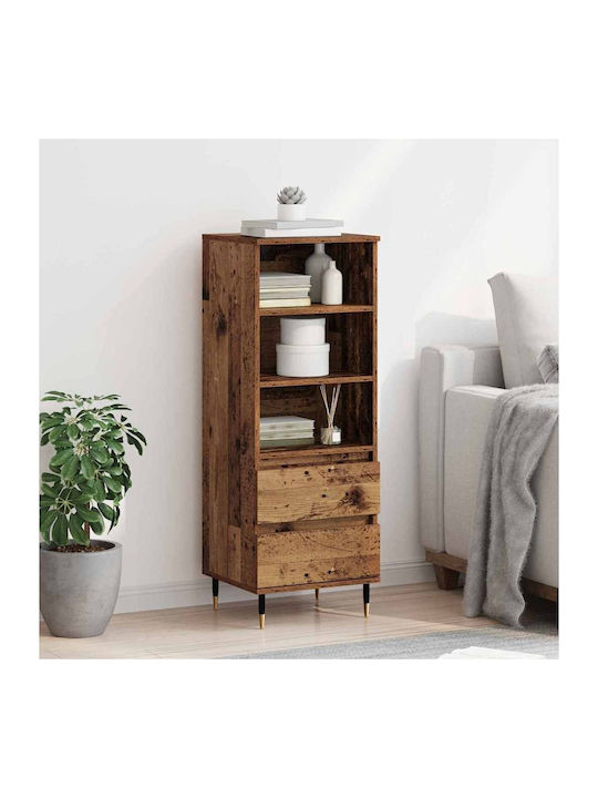 vidaXL Wohnzimmer Vitrine aus Holz & Metall mit Verglasung Alter Holz 40x36x110cm