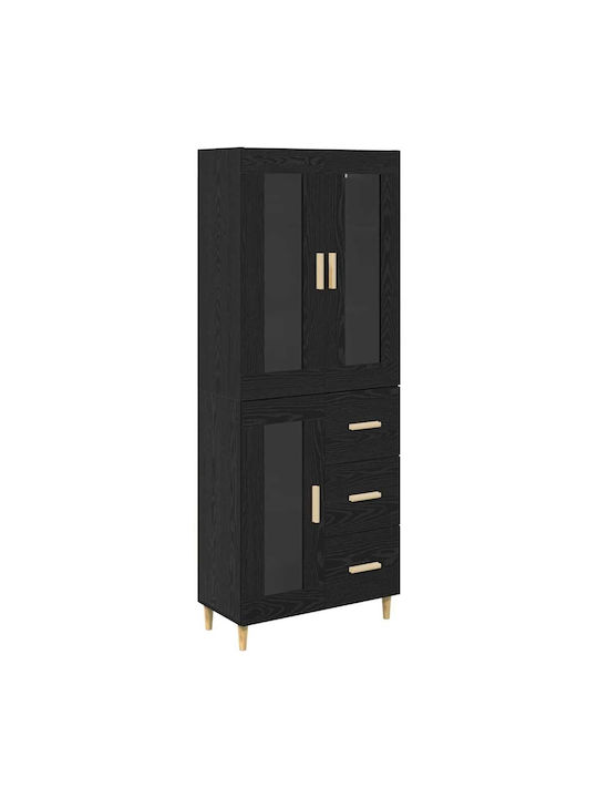 Висулка Витрина за хол от ПДЧ със Стъкло Black Beech 70x34x90см