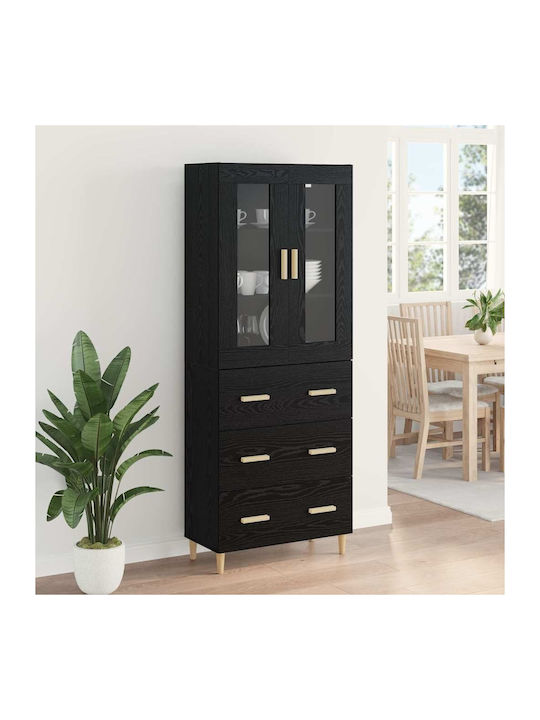 Висулка Витрина за хол от ПДЧ със Стъкло Black Beech 70x34x90см