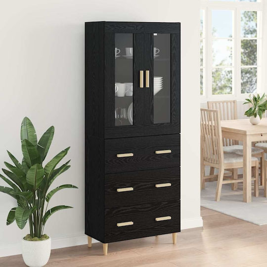 Wall Living Room Display Cabinet made of Particleboard with Glass 34cm