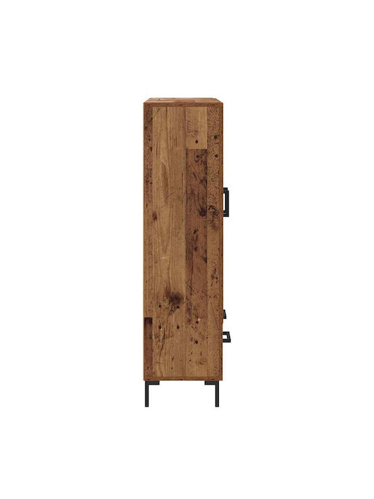 Living Room Display Cabinet Made of Wood & Metal with Windowed Old Wood 69.5x31x115cm