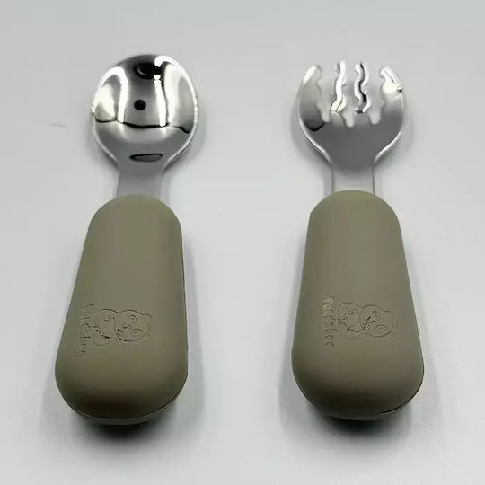 Pandaboo Baby Set with Fork made of Silicone Pink 2pcs