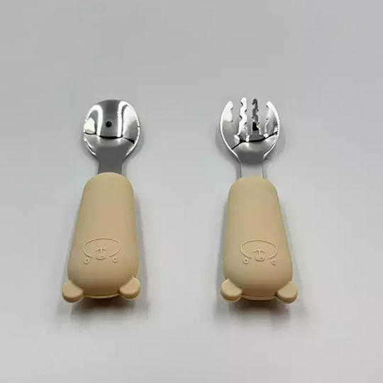 Pandaboo Baby Set with Fork made of Silicone Gray 2pcs