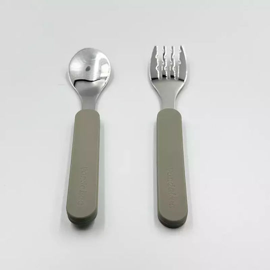 Pandaboo Baby Set with Fork made of Metal Brown 2pcs