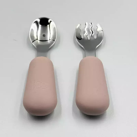 Pandaboo Baby Set with Fork made of Silicone Beige 2pcs
