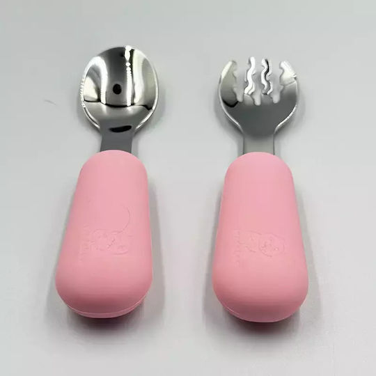 Pandaboo Baby Set with Fork made of Silicone Gray 2pcs