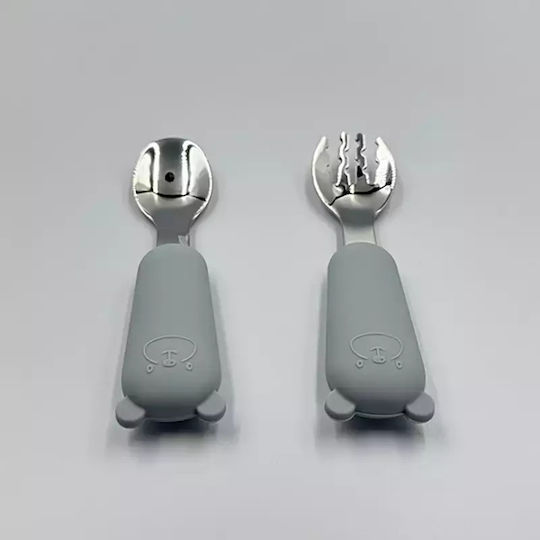 Pandaboo Baby Set with Fork made of Silicone Green 2pcs