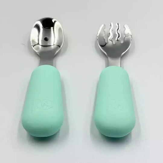 Pandaboo Baby Set with Fork made of Silicone Beige 2pcs