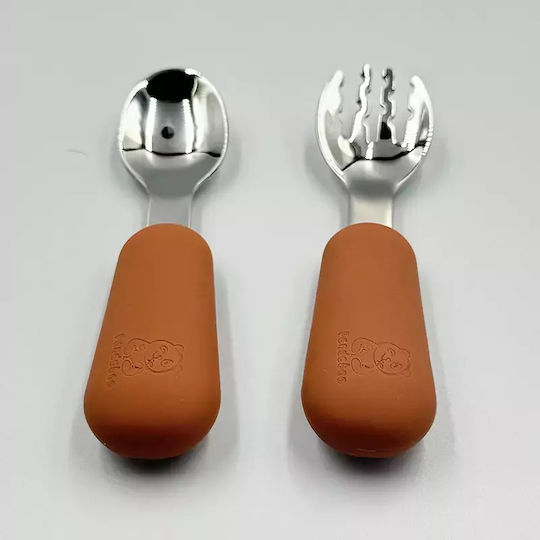 Pandaboo Baby Set with Fork made of Silicone Blue 2pcs