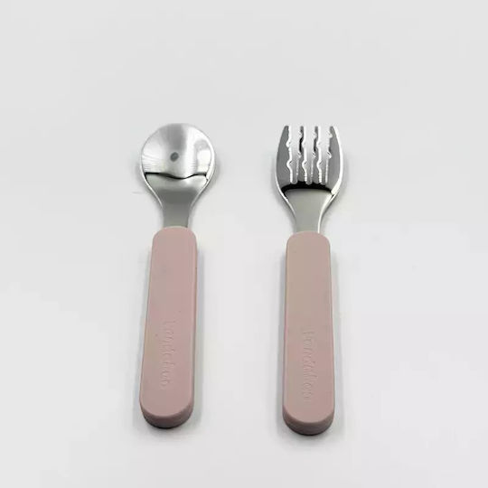 Pandaboo Baby Set with Fork made of Metal Yellow 2pcs