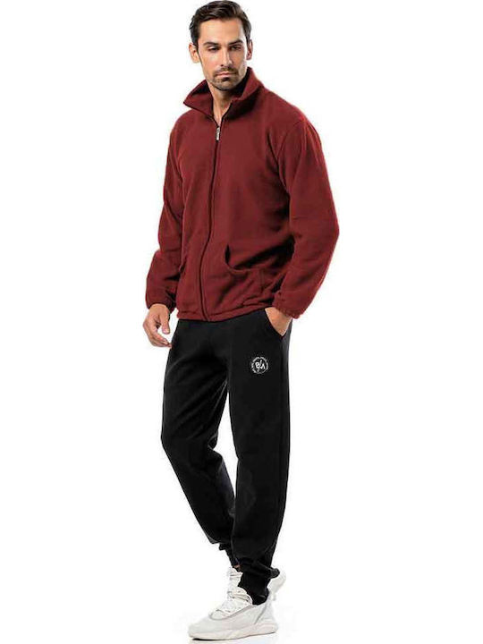 Men's Fleece Cardigan Burgundy