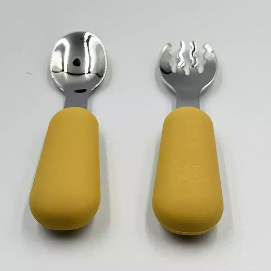 Pandaboo Baby Set with Fork made of Silicone Orange 2pcs