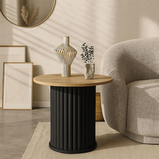 Кръгла Странична Маса Bohema Дървена Черна Sepet Oak Ш50xД50xВ53.2см