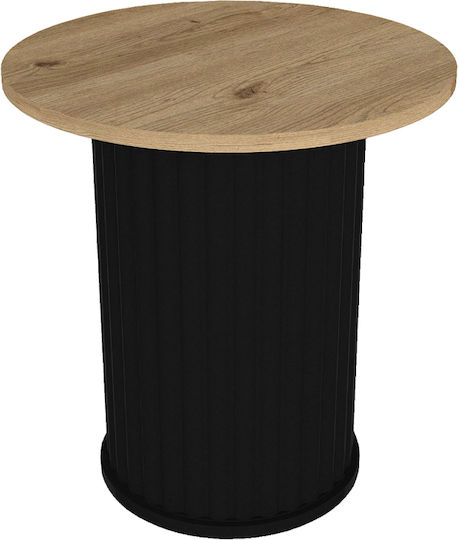 Кръгла Странична Маса Bohema Дървена Черна Sepet Oak Ш50xД50xВ53.2см