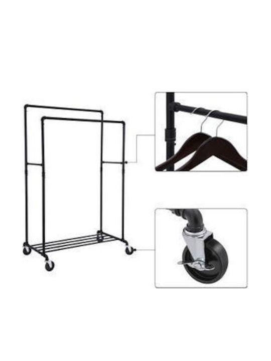 Rollbar Kleiderständer Schwarz 100x59x142cm