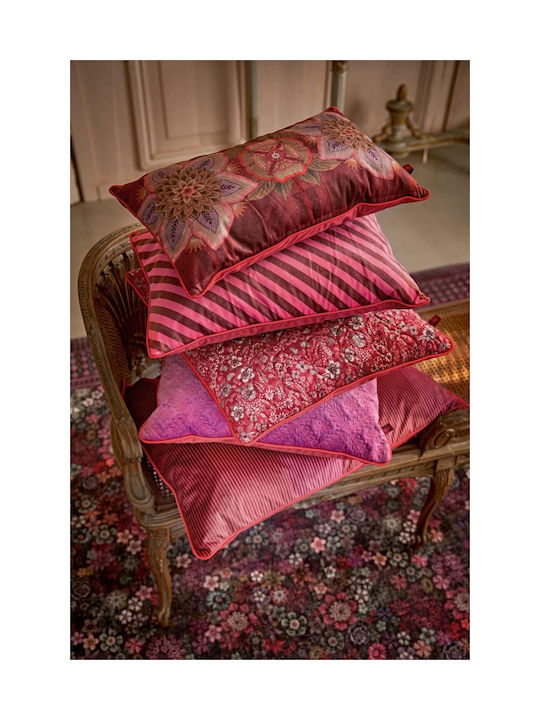 PiP Studio PiP Studio Throw Pillow Sofa Cushion Block Stripes Dark Pink 35x50cm
