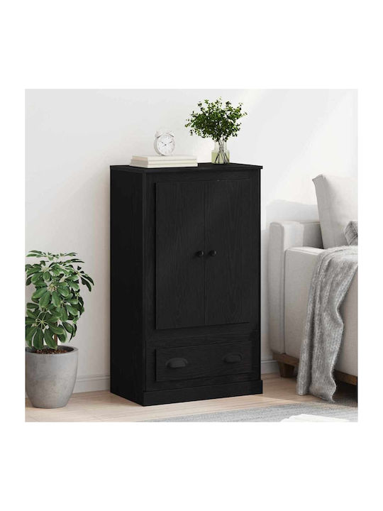 Floor-standing Living Room Display Cabinet made of Particleboard with Glass Black Beech 60x35.5x103.5cm