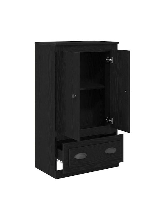 Floor-standing Living Room Display Cabinet made of Particleboard with Glass Black Beech 60x35.5x103.5cm