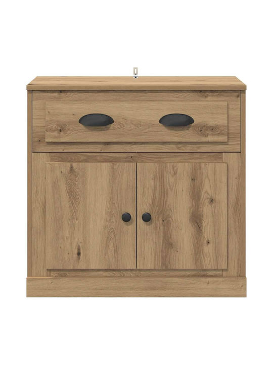 Wall Living Room Display Cabinet made of Particleboard with Glass Artisan Oak 70x35.5x67.5cm