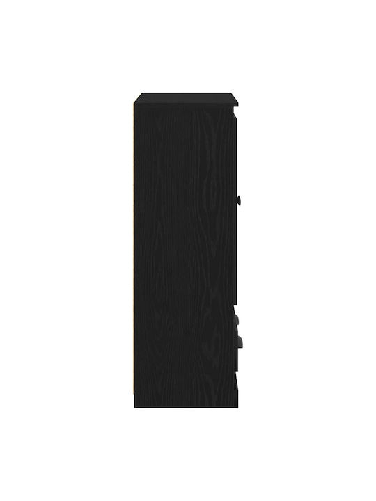 Floor-standing Living Room Display Cabinet made of Particleboard with Glass Black Beech 60x35.5x103.5cm