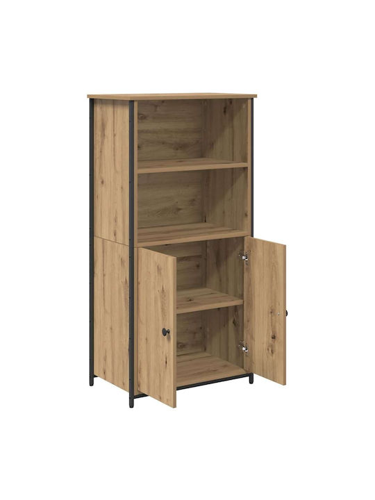 Wand Wohnzimmer Vitrine aus Holz & Metall mit Glas Artisan Oak 62x36x121.5cm