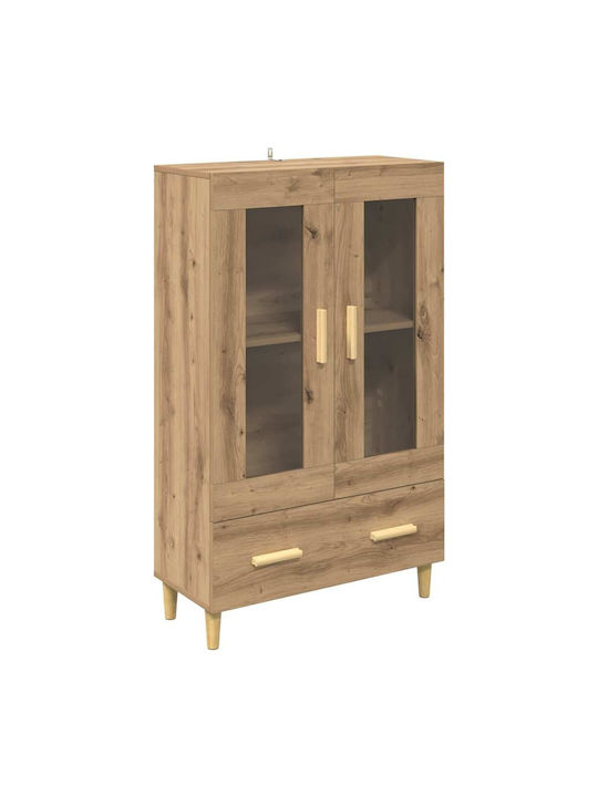 Wand Wohnzimmer Vitrine aus Spanplatte mit Glas Artisan Oak 70x31x115cm
