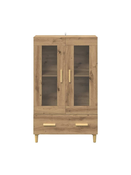 Wand Wohnzimmer Vitrine aus Spanplatte mit Glas Artisan Oak 70x31x115cm