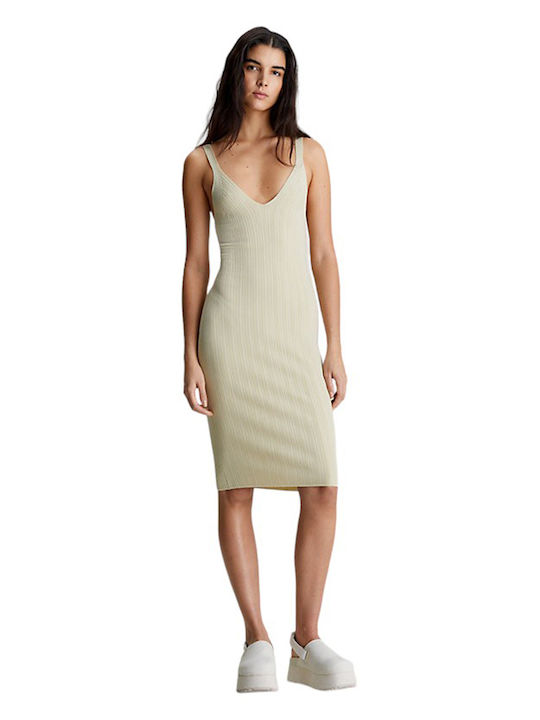 Summer Midi Knitted Dress Green Haze