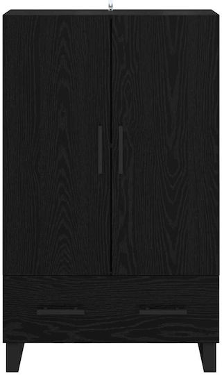 Living Room Display Cabinet made of Wood and Metal with Glass Black Oak 69.5x30x115cm