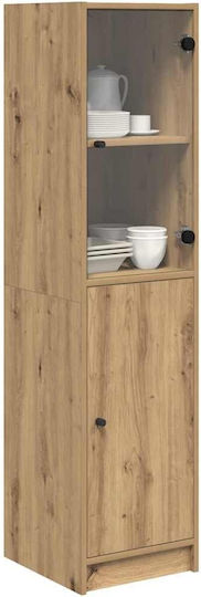 Living Room Display Cabinet Made of Particle Board with Windowed Artisan Oak 35x37x142cm