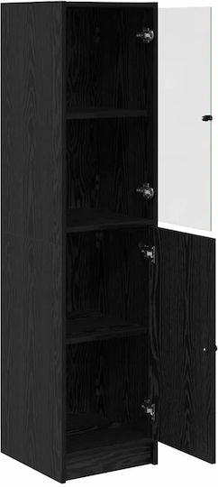 Living Room Display Cabinet Made of Particle Board with Windowed Black Oak 35x37x142cm