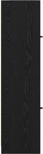Living Room Display Cabinet Made of Particle Board with Windowed Black Oak 35x37x142cm