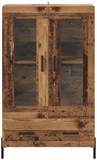Corona Wall Living Room Display Cabinet made of Wood & Metal with Glass Old Wood 69.5x31x115cm
