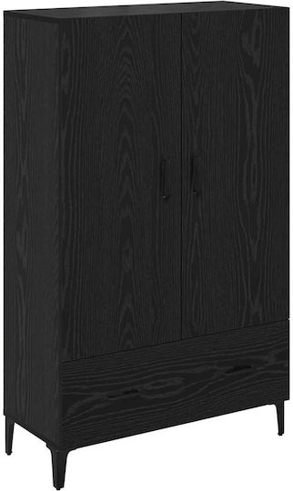 Living Room Display Cabinet made of Wood and Metal with Glass Black Oak 70x31x115cm