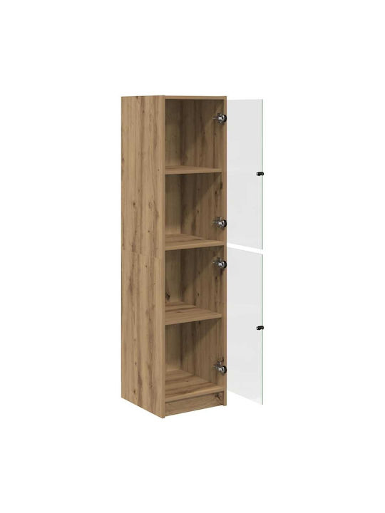 Wall Living Room Display Cabinet made of Particleboard with Glass Artisan Oak 35x37x142cm