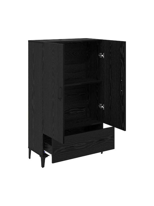 vidaXL Wohnzimmer Vitrine aus Holz & Metall mit Verglasung Schwarz Eiche 70x31x115cm