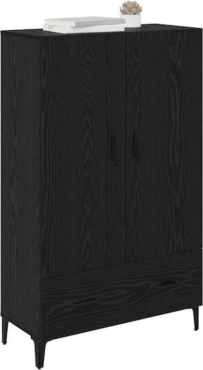Living Room Display Cabinet made of Wood and Metal with Glass Black Oak 70x31x115cm
