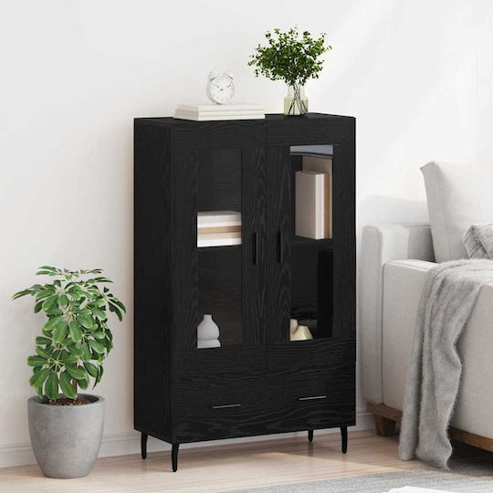 Wall Living Room Display Cabinet made of Wood & Metal with Glass 69.5x31x115cm