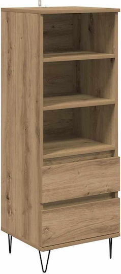 Wall Living Room Display Cabinet made of Wood & Metal with Glass Artisan Oak 40x36x110cm