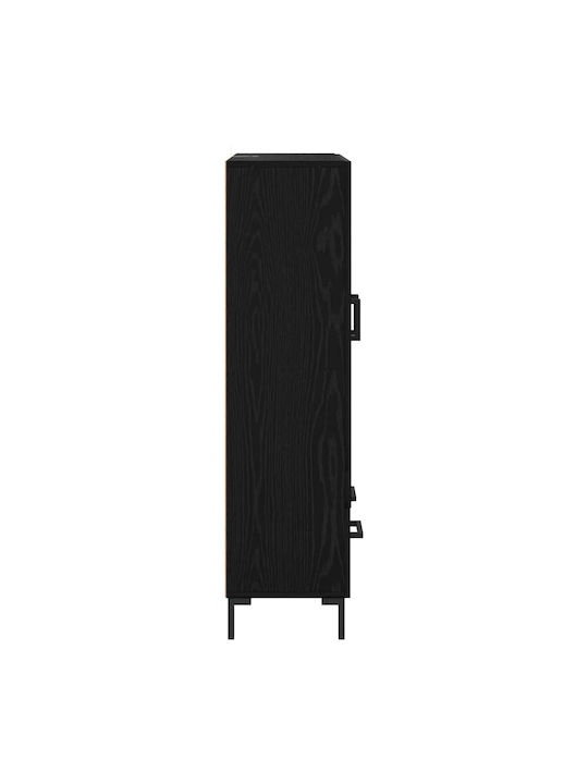 Living Room Display Cabinet Made of Wood & Metal with Windowed Black Beech 69.5x31x115cm