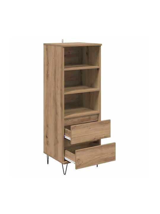 Wand Wohnzimmer Vitrine aus Holz & Metall mit Glas Artisan Oak 40x36x110cm