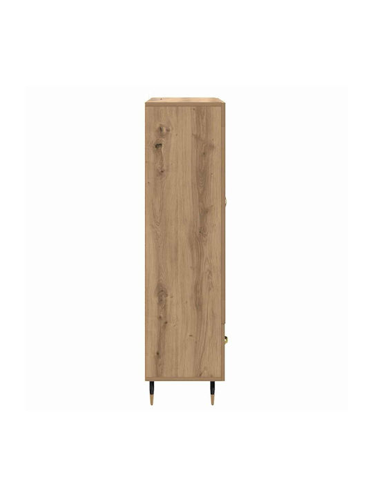 Wall Living Room Display Cabinet made of Wood & Metal with Glass Artisan Oak 69.5x31x115cm